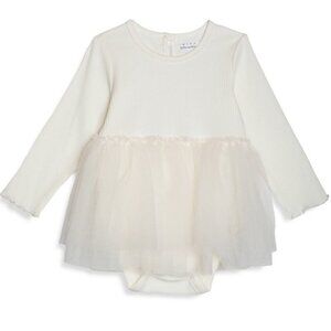 Rise Little Earthling Baby Girl's Party Long-Sleeve Ribbed Top Tulle Tutu Dress